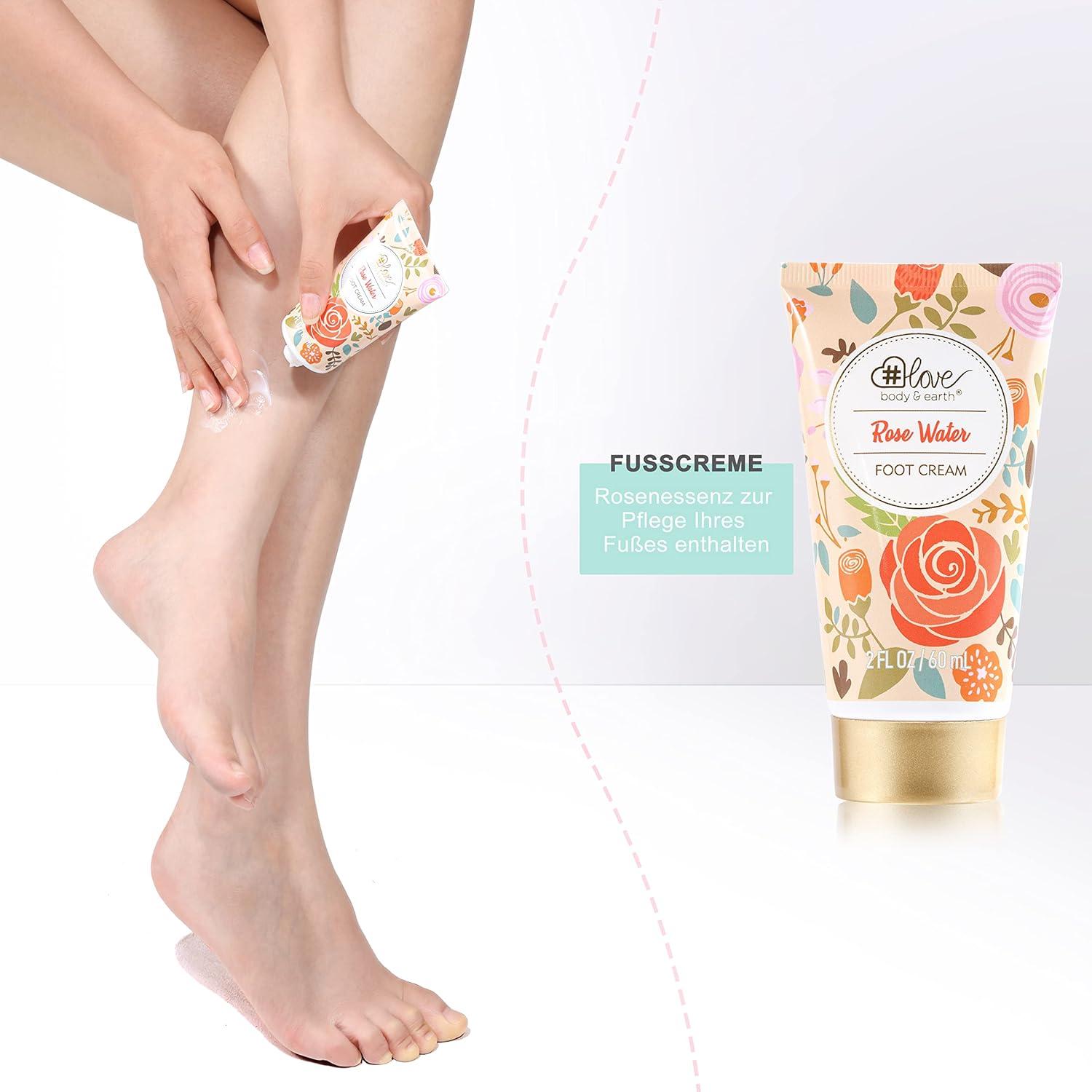 Handcreme Geschenkset: 4 Rosen Handcremes, Fußcreme, Kerze, Seife