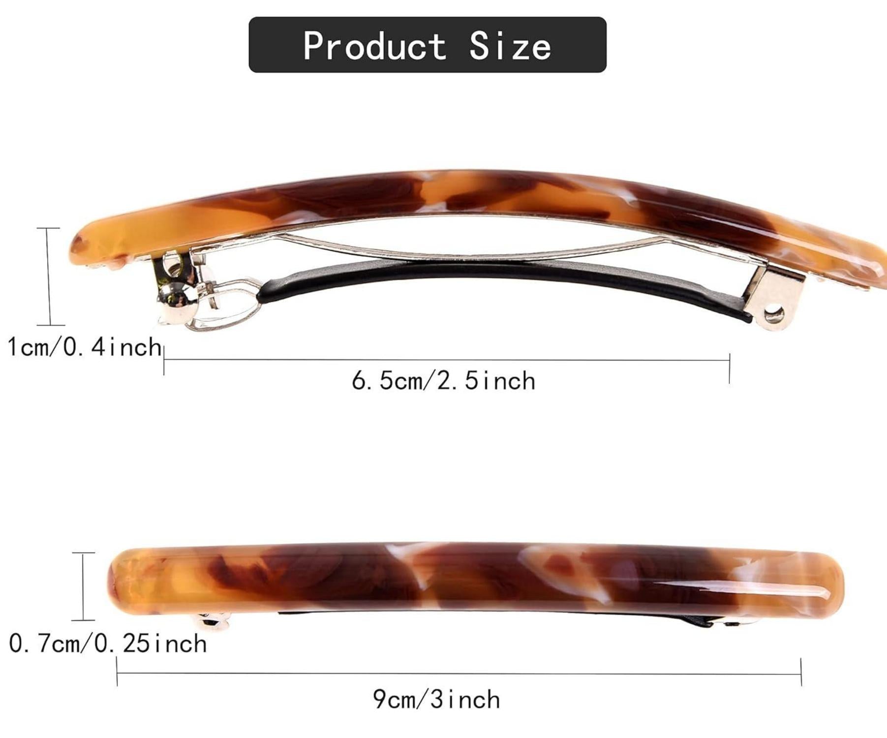 4er Set Skinny Französische Haarspangen in Schildpatt Optik