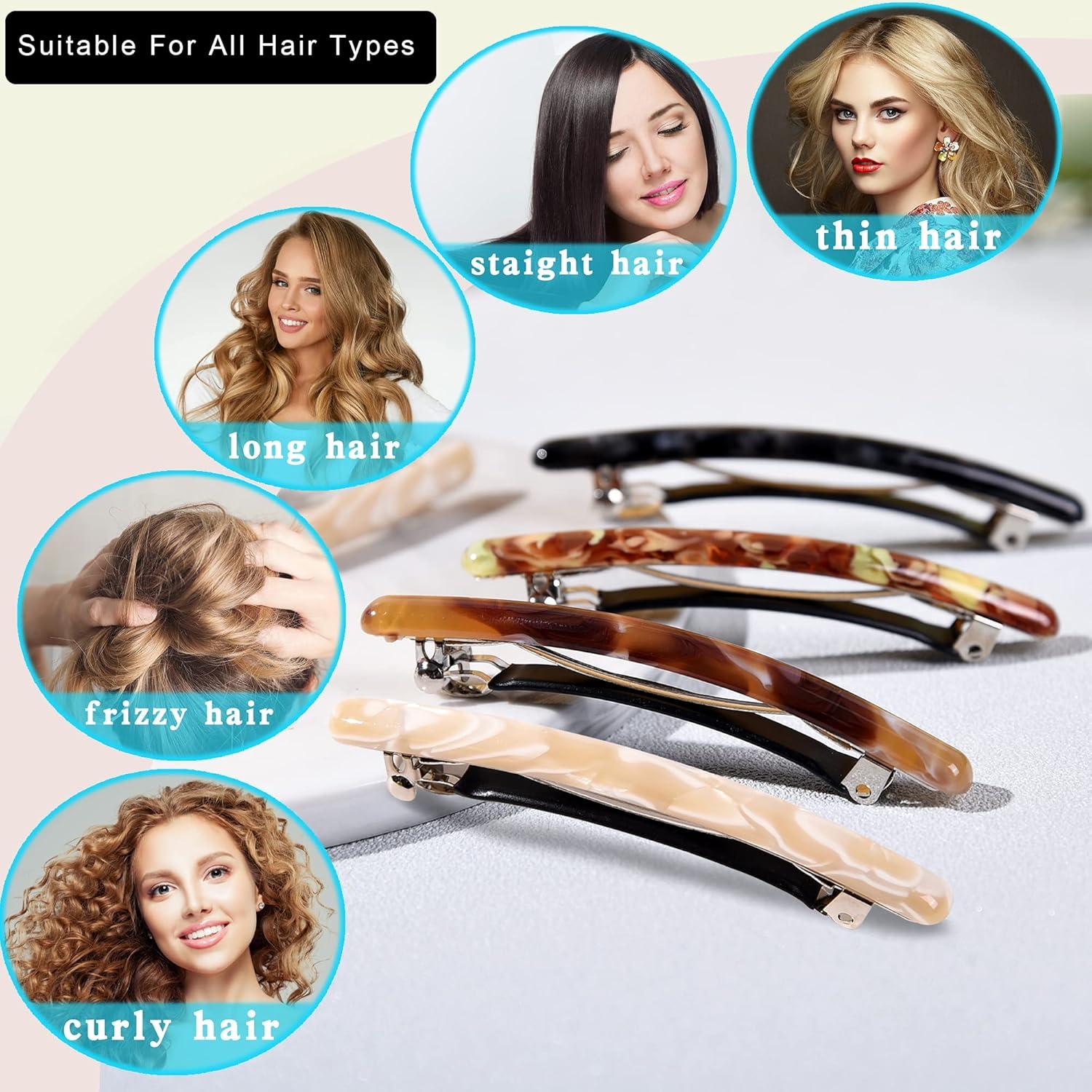 4er Set Skinny Französische Haarspangen Damen Klein Schildpatt Haarspange