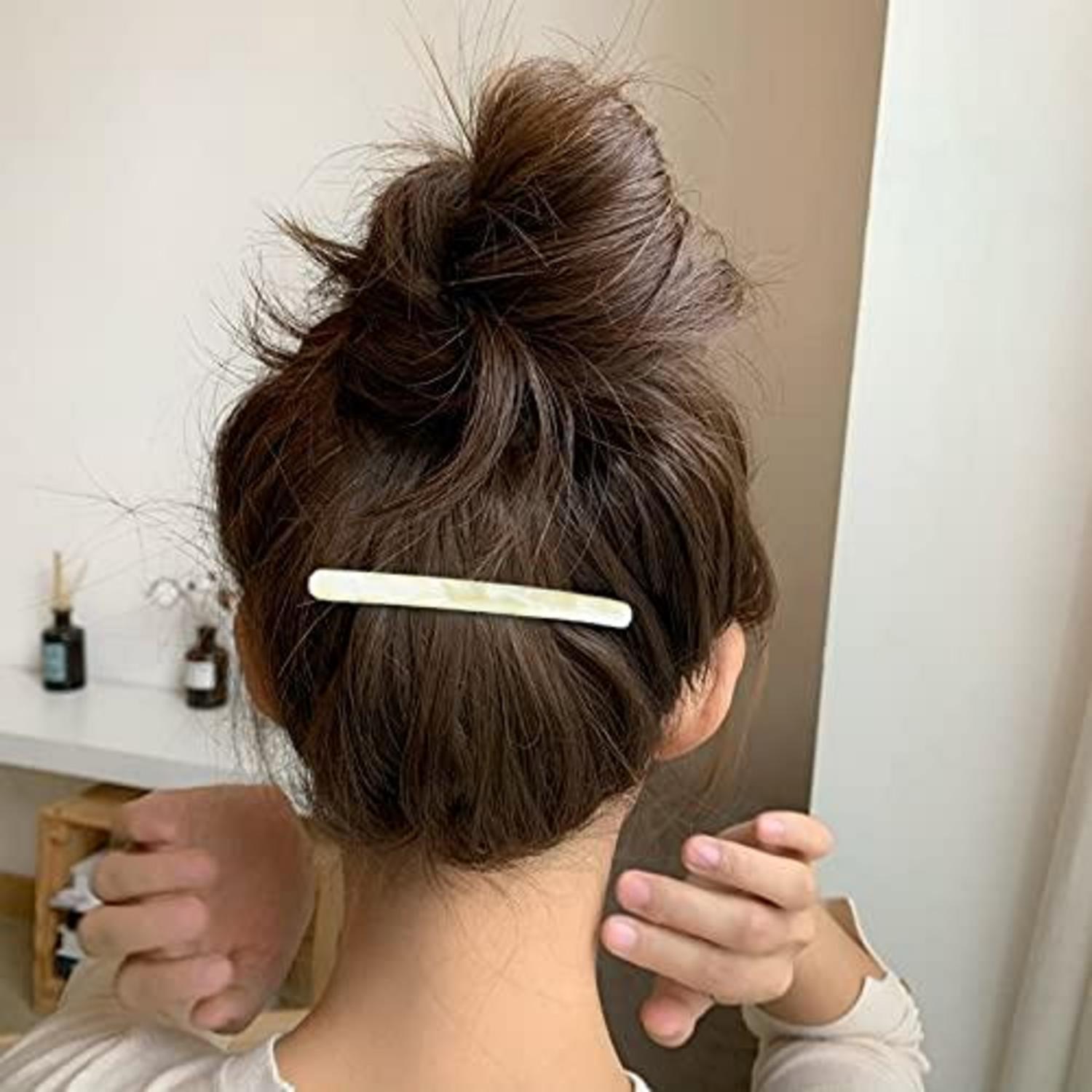 4er Set Skinny Französische Haarspangen Damen Klein Schildpatt Haarspange
