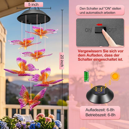 Leuchtende Schmetterling Solarswindspiel für Garten Geschenk