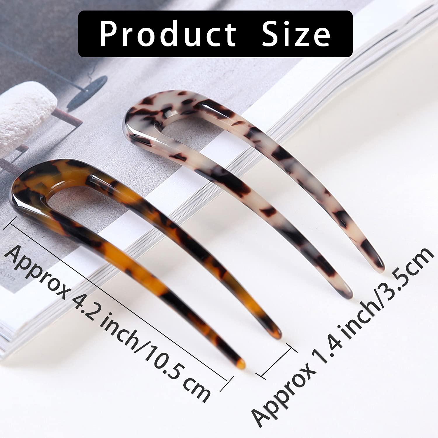 2er Set große französische Haarnadeln für Damen - U-förmige Haarnadeln aus Acetat - Haar Accessoires