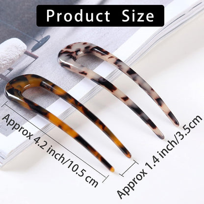 2er Set große französische Haarnadeln für Damen - U-förmige Haarnadeln aus Acetat - Haar Accessoires