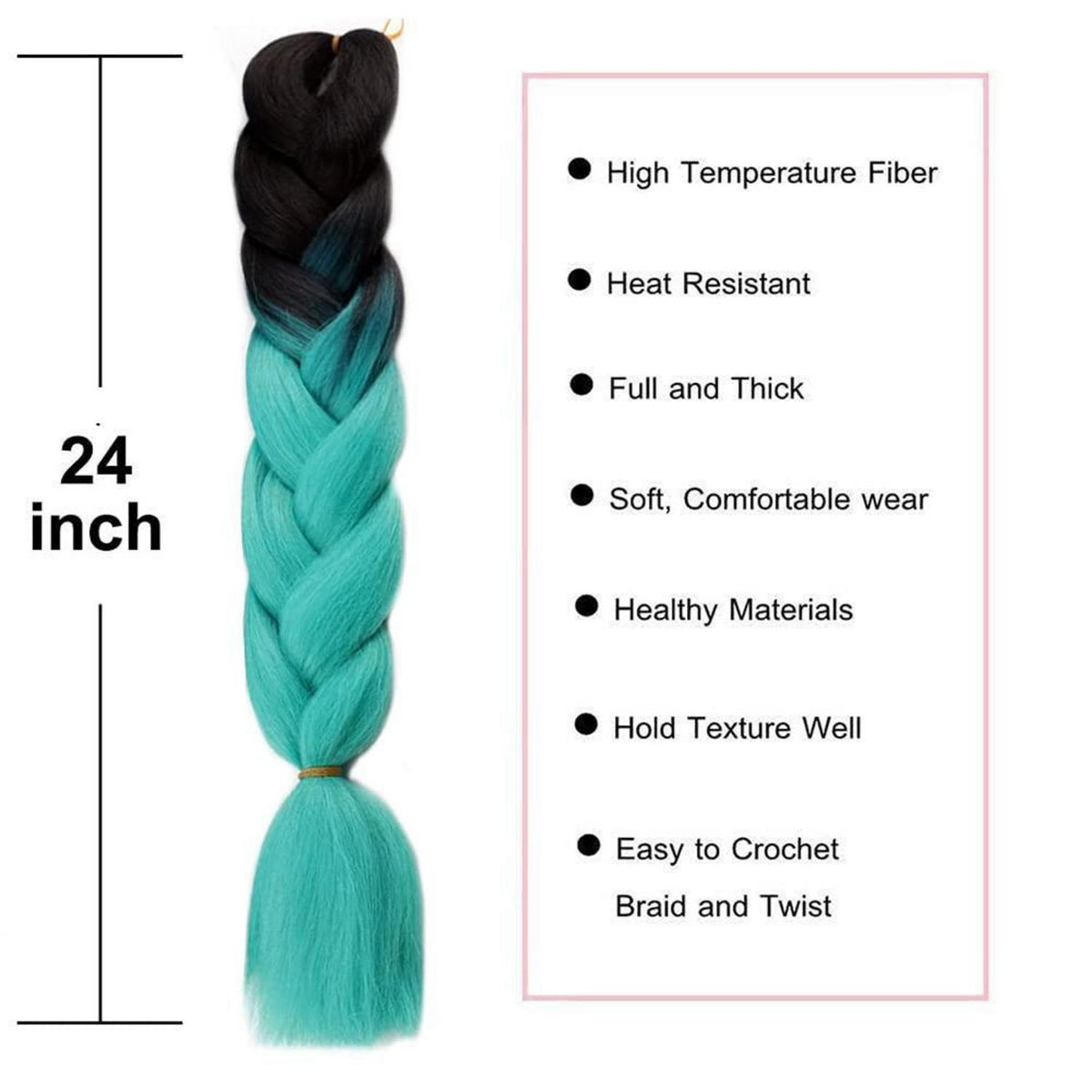 Jumbo Braid Haarverlängerung Ombre Schwarz Cyan 24 Zoll