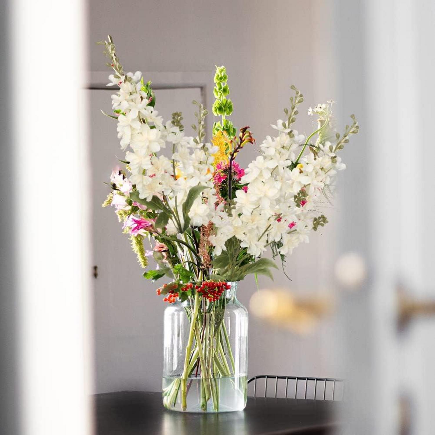 Künstliche Rittersporn Delphinium Blumen Set Weiß 86cm Ø9cm 3 Stück