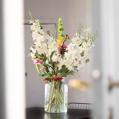 Künstliche Rittersporn Delphinium Blumen Set Weiß 86cm Ø9cm 3 Stück