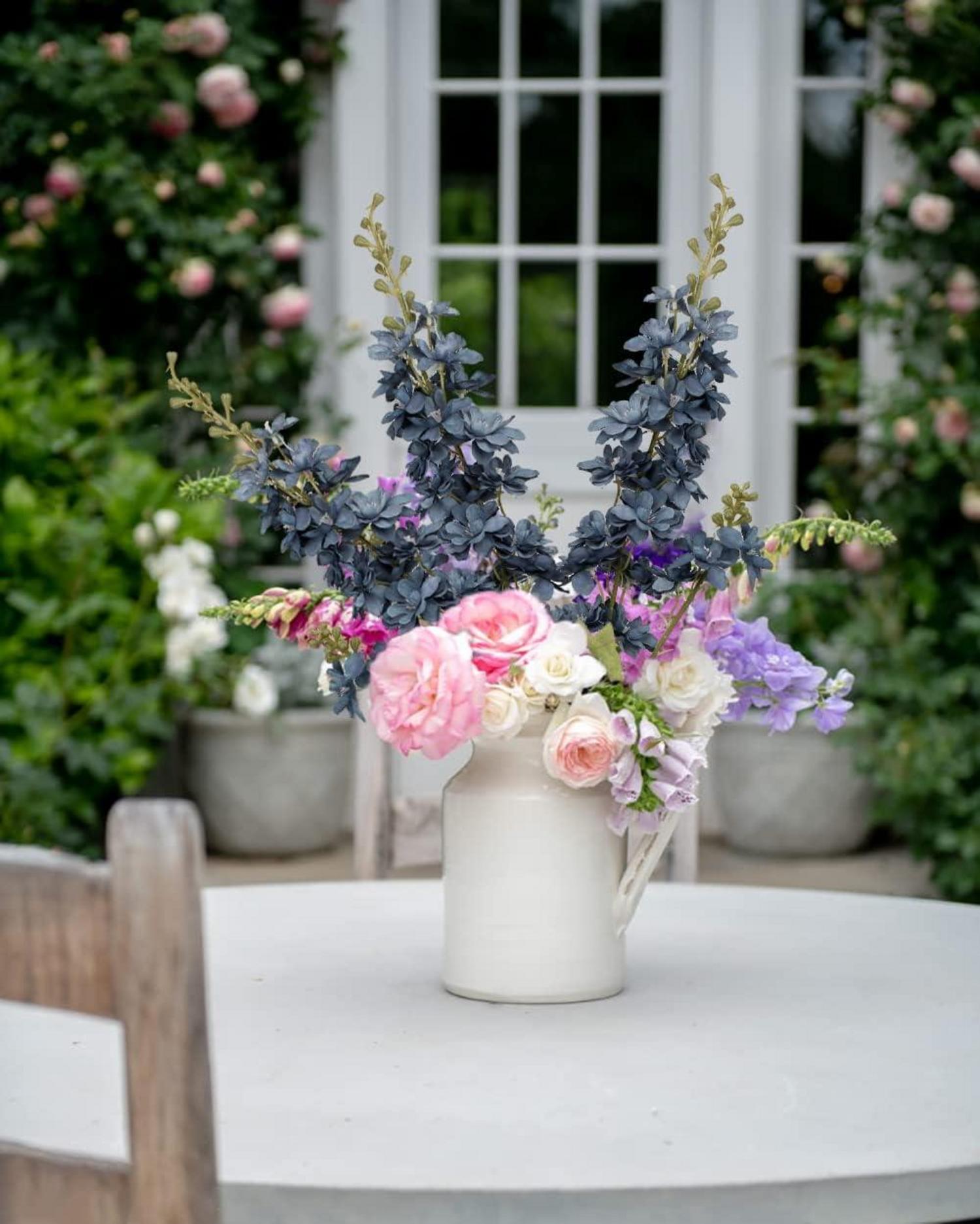 Kunstblumen Rittersporn Delphinium Blau 3 Stück Textil Ø9cm 86cm