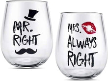 Mr Right and Mrs Always Right Weingläser Set für Paare