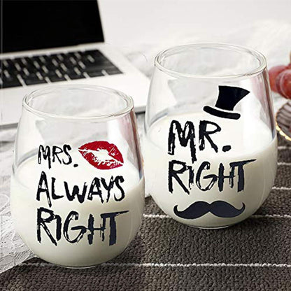 Weingläser Set für Brautpaare Mr Right Mrs Always Right Hochzeit