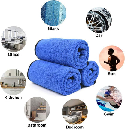 Mikrofasertücher Auto 6er Set 500GSM Fusselfrei Haushalt Küche 30x40cm Blau