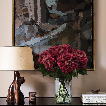 Künstliche Hortensien Kunstblume 3er Set Rot 53cm