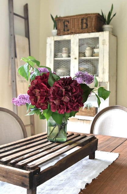 Künstliche Hortensien Kunstblume 3er Set Rot 53cm - Deko Blumensträuße