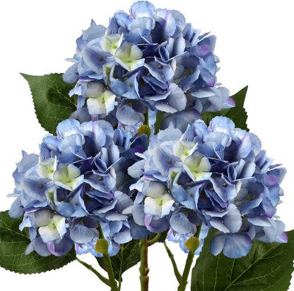 Künstliche Hortensie Blau 3er Set 53cm Kunstblume Deko