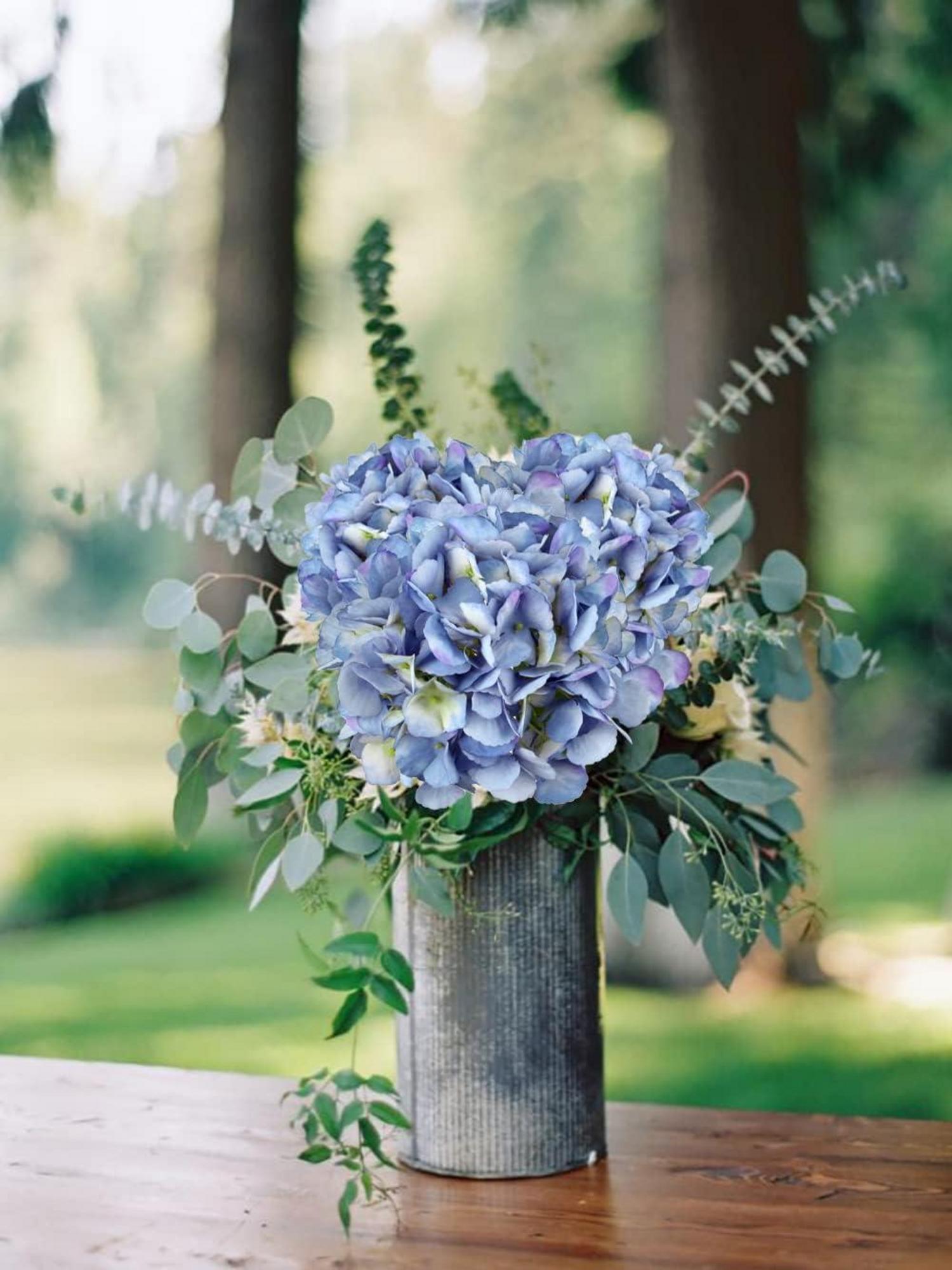 Künstliche Hortensie Blau 3er Set 53cm Kunstblume Deko