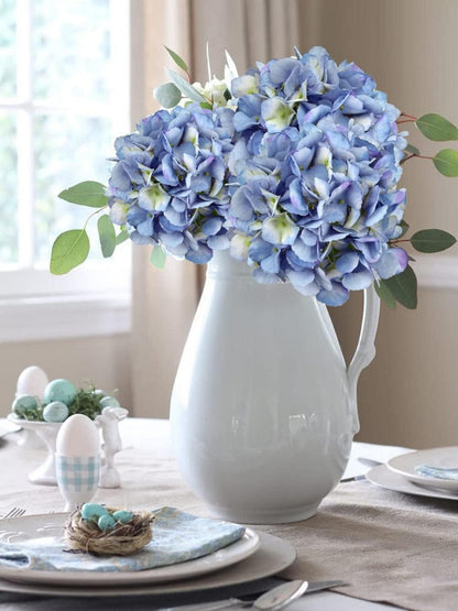 Kunsthortensie Künstliche Hortensie 3er Set Blau 53cm Künstblume Deko