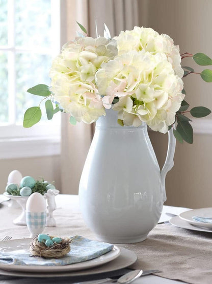 Künstliche Hortensie Kunstblume 3er Set 53cm Blau Deko Blumenarrangement