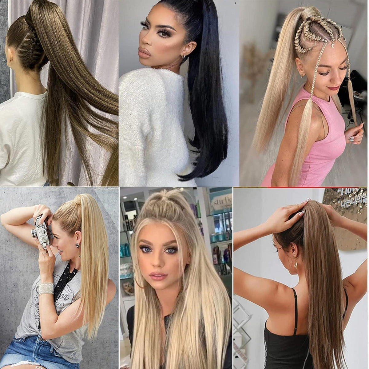 Clip in Pferdeschwanz Extension – Sandy Blonde & Gebleichtes Blond