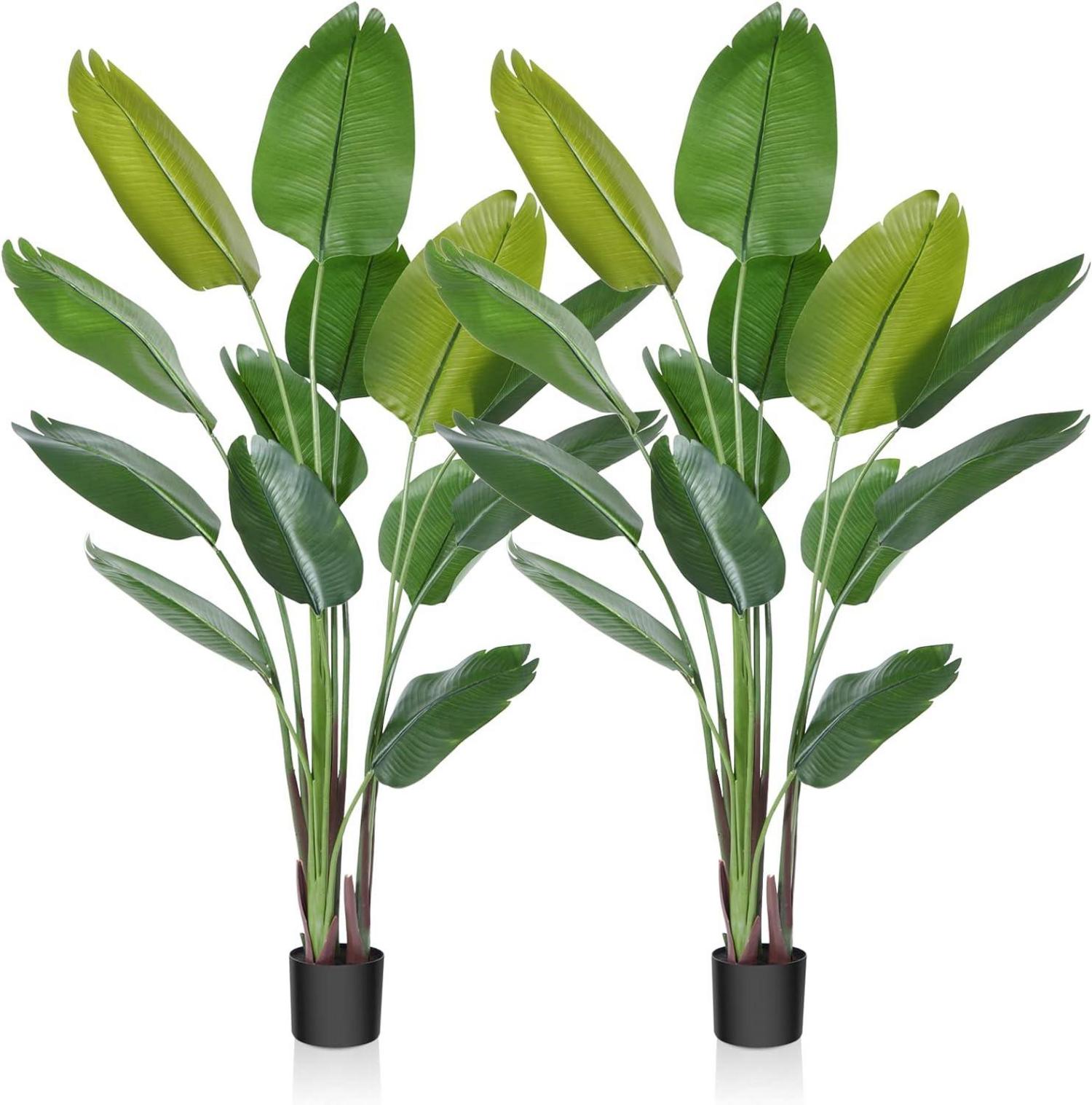 Künstliche Paradiesvogel Pflanze Tropische Palme 180cm 2er Pack