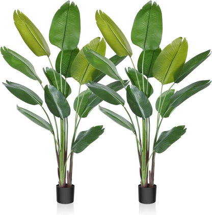 Künstliche Paradiesvogel Pflanze Tropische Palme 180cm 2er Pack