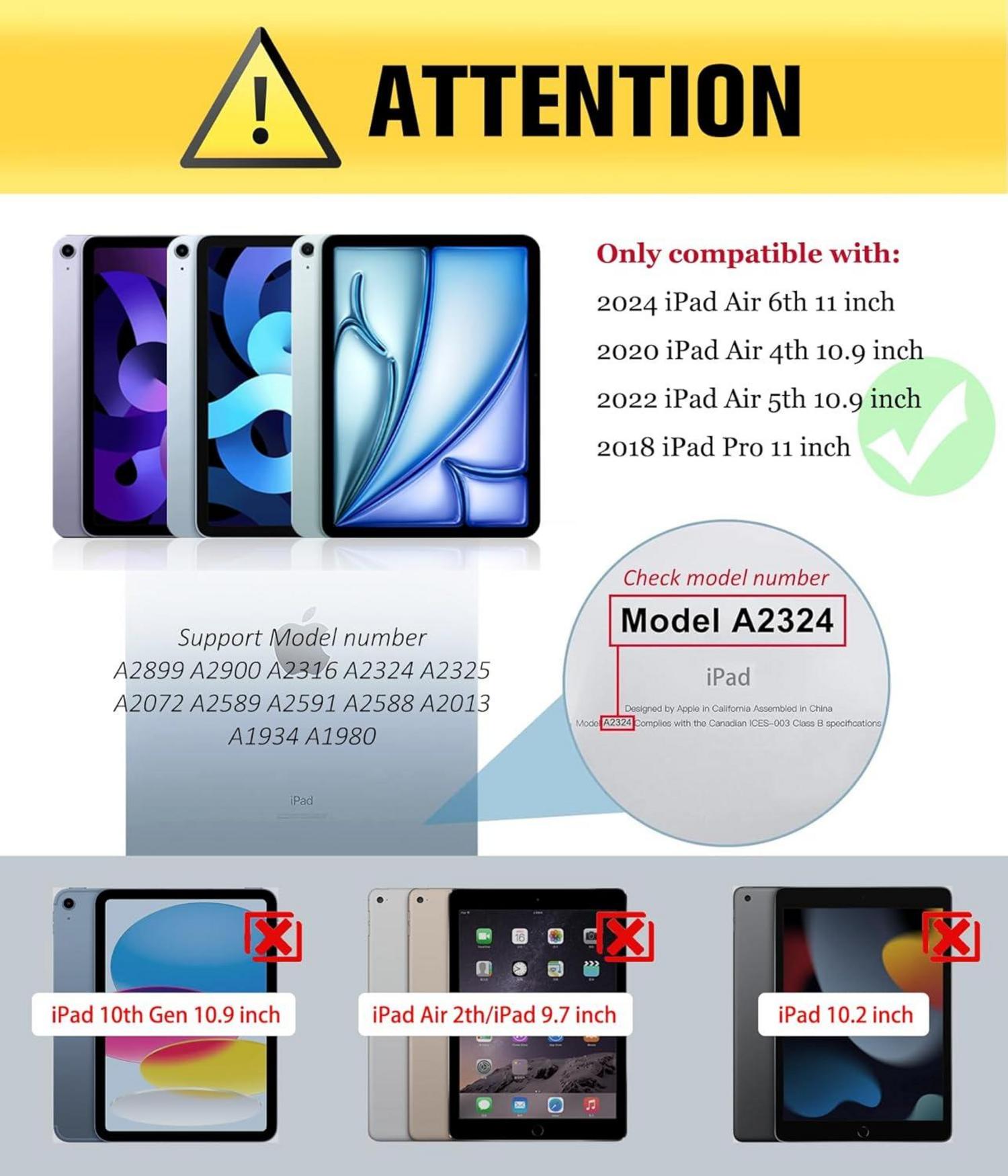DLveer Hülle für iPad Air 11 Zoll M2/Air 10,9 Zoll, PU