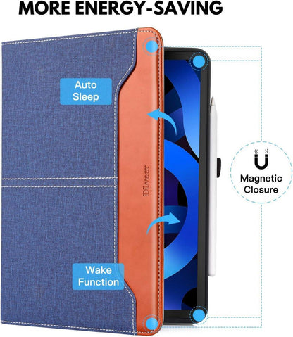DLveer iPad Air 11 Zoll M2 Hülle PU Leder+TPU Schutz Blau