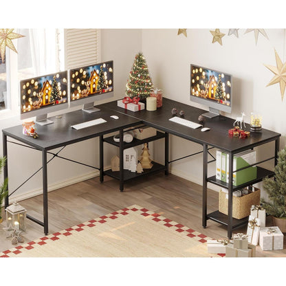 L-förmiger Schreibtisch mit Regalen 240CM Industrieller
