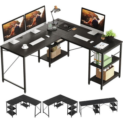 L-förmiger Schreibtisch mit Regalen 240CM Industrieller