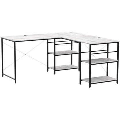 L-förmiger Schreibtisch mit Regalen 240CM Industrieller