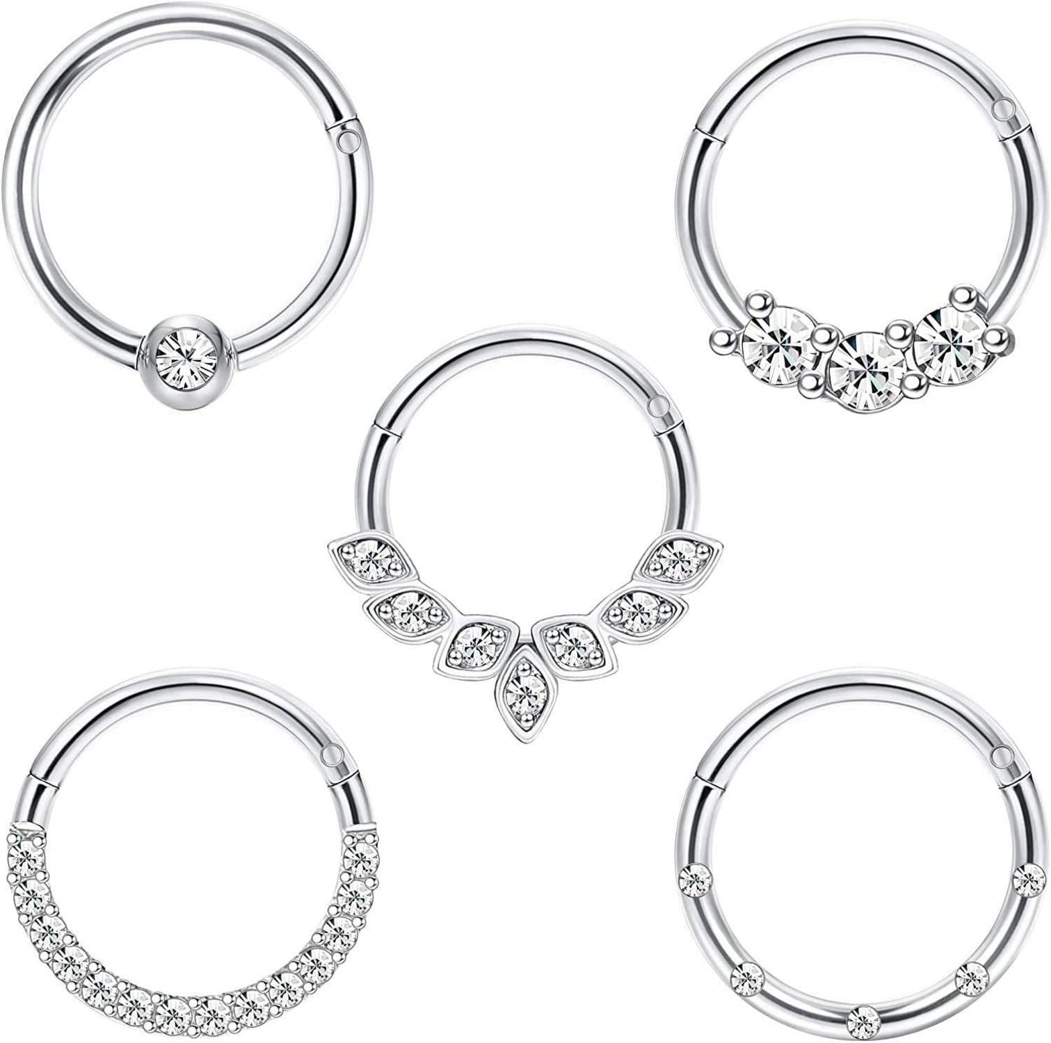 16G Edelstahl Daith Helix Tragus Nasen Hoop Piercing 8mm 10mm Set