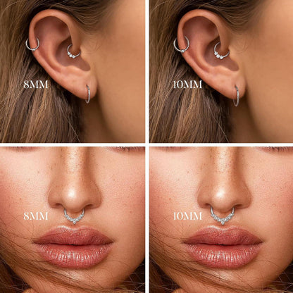 Adramata Daith Ohrringe 16G Edelstahl Piercing 8mm 10mm CZ Ringe
