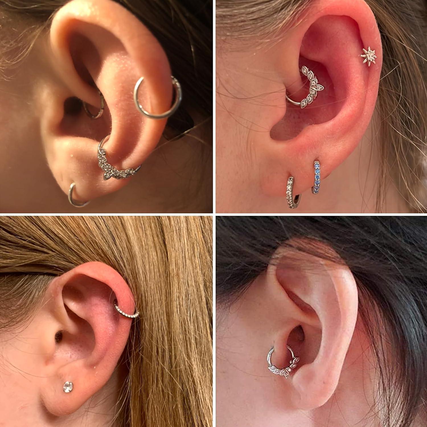 Daith Ohrringe 16G Edelstahl Silber Gold 10mm 5er Set