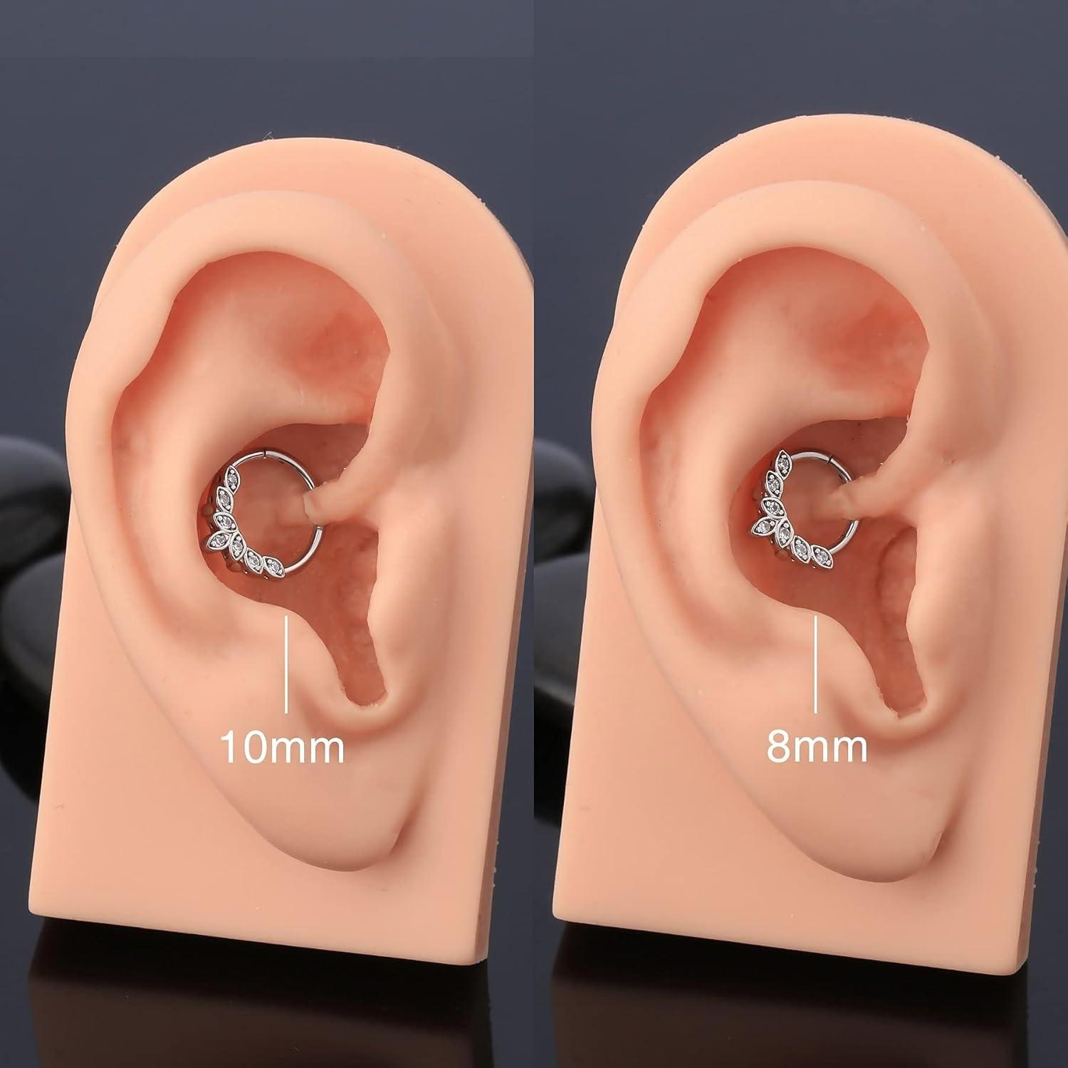 Adramata Daith Ohrringe 16G Edelstahl Piercing 8mm 10mm CZ Ringe