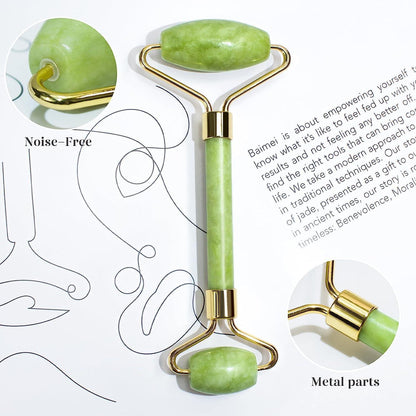 Jade Roller und Gua Sha Set für Gesichtsmassage und Hautpflege, Grün