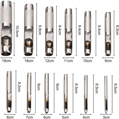 Hohl Punch Set 12er Locheisen Runde Locher Cutter Leder
