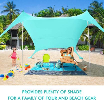 Strandzelt 2,4x2,4m mit Picknickdecke Sandsack UV-Schutz UPF