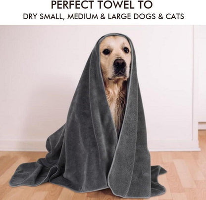 Super saugfähiges Mikrofaser Haustierhandtuch für Hunde und Katzen 76x127cm Dunkelgrau