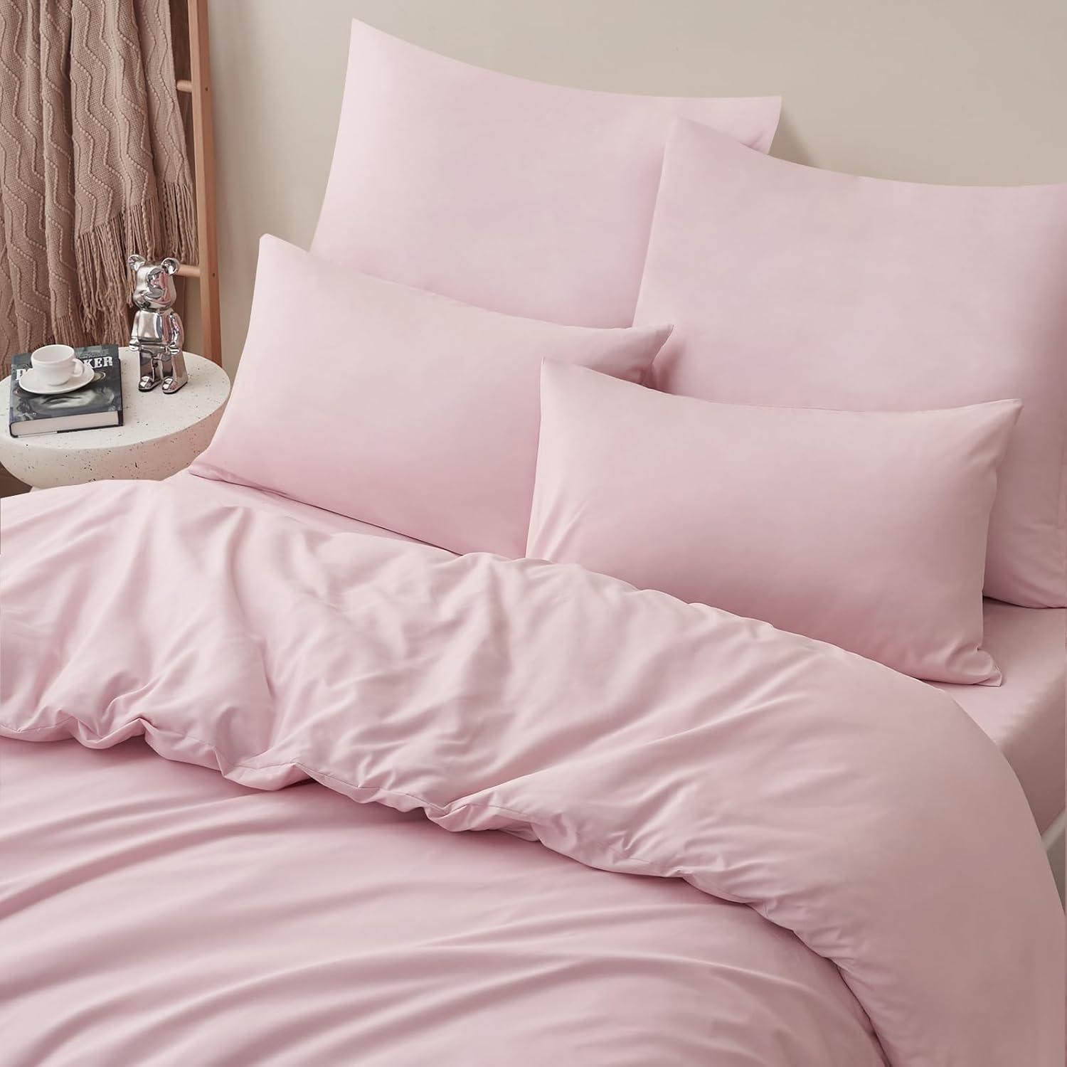 RUIKASI Kissenbezug 65x65 Rosa Mikrofaser Reißverschluss 2er Set