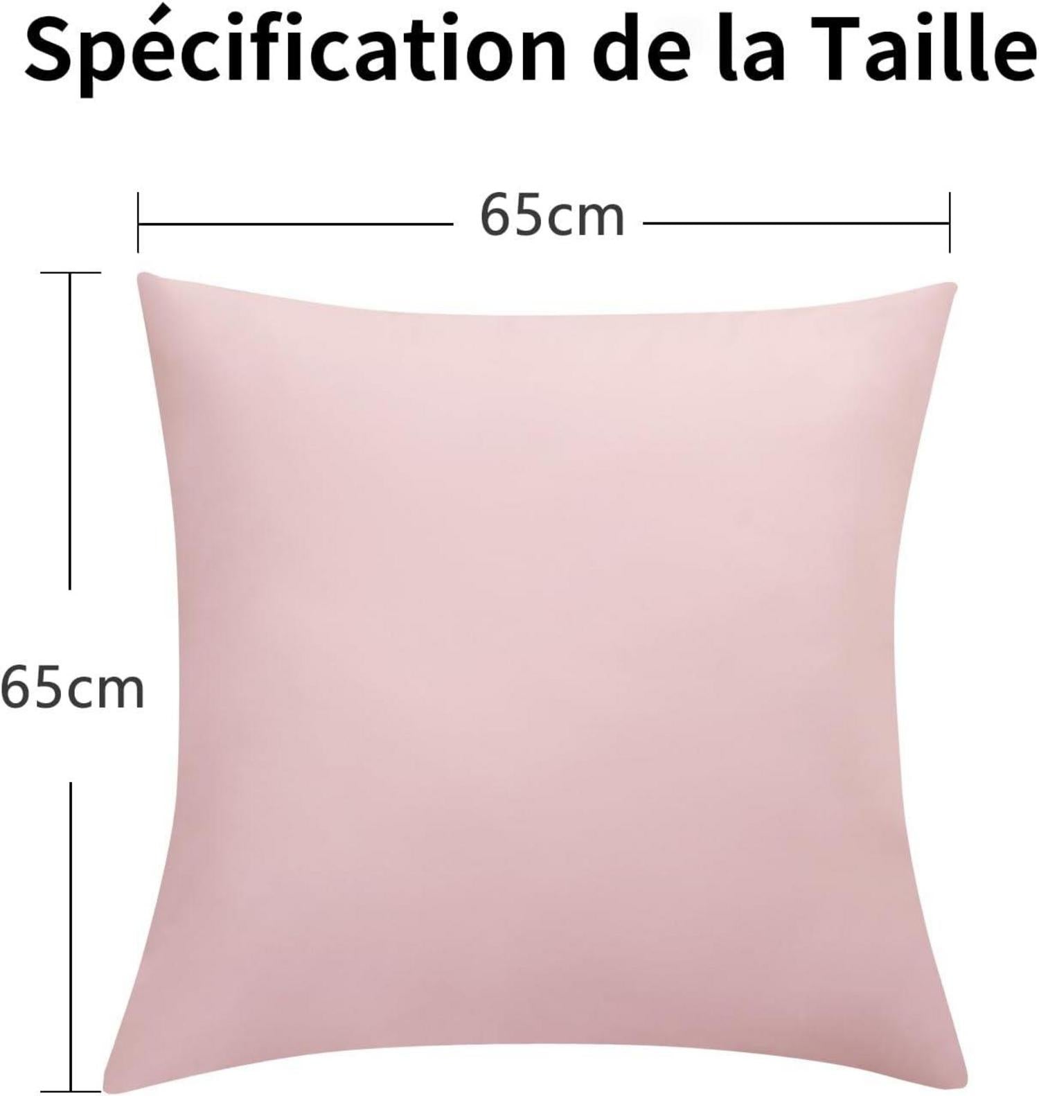 RUIKASI Kissenbezug 65x65 2er Set Rosa Mikrofaser Reißverschluss