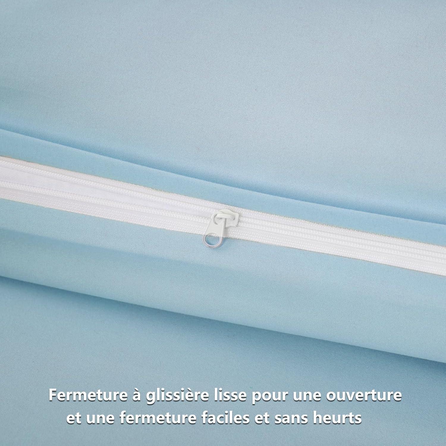 Kissenbezug 65x65 Blau 2er Set - Hellblau Mikrofaser Reißverschluss