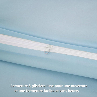 Kissenbezug 65x65 Blau 2er Set - Hellblau Mikrofaser Reißverschluss