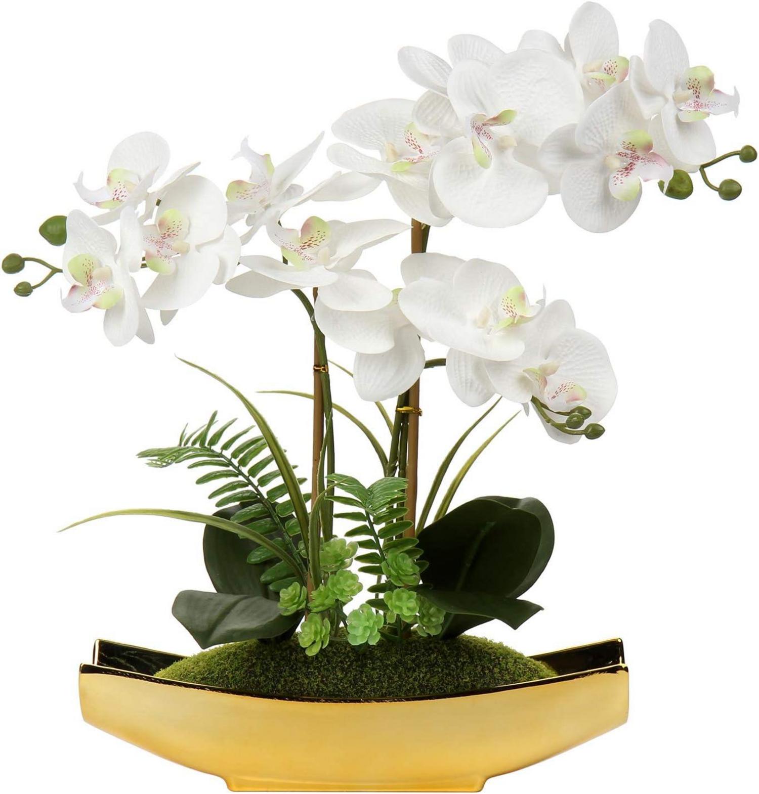 Kunstblumen Orchideen Blumen Topf Phalaenopsis Deko 38cm
