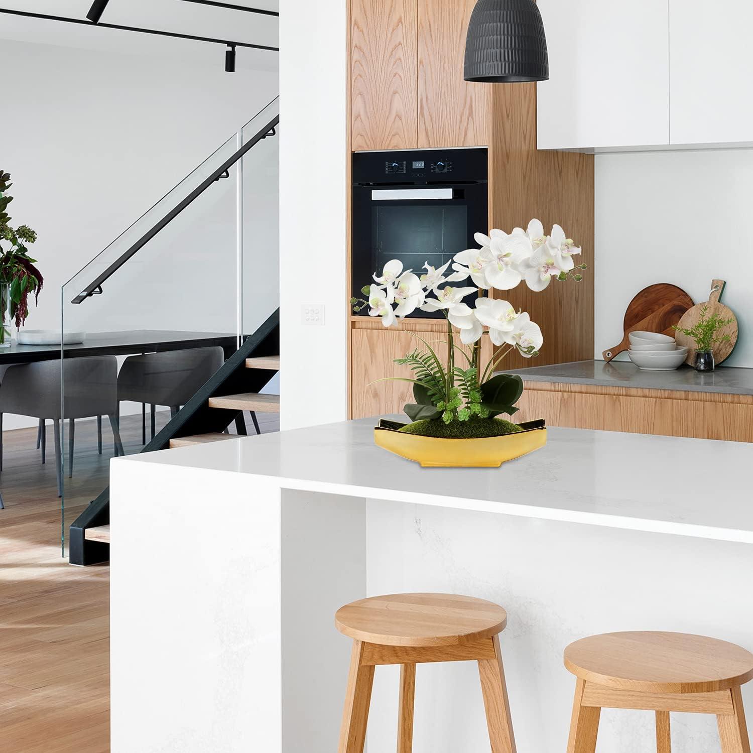 Kunstblumen Orchideen Blumen Topf Phalaenopsis Deko 38cm