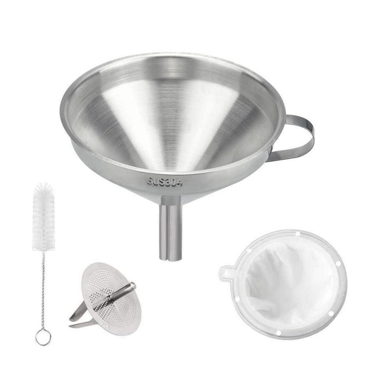 Edelstahl Trichter Set mit Filter & Henkel – Für Küche & Marmelade