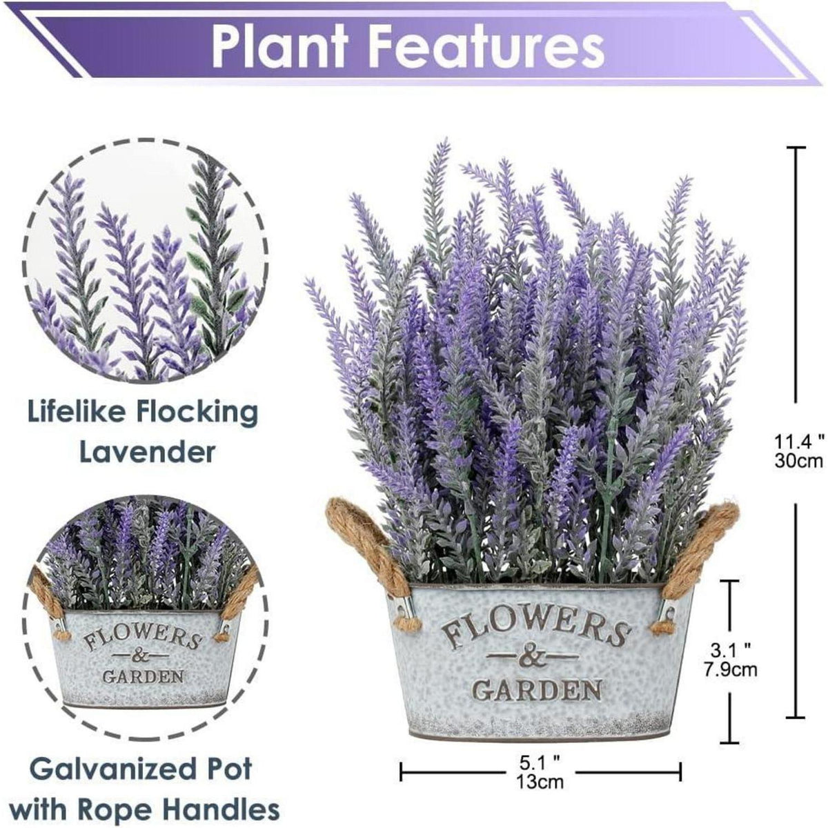 Künstlicher Lavendel im Shabby Metalltopf