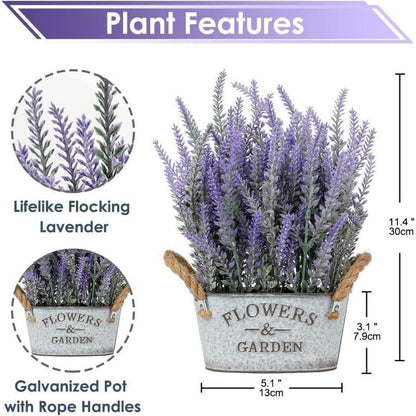 Künstlicher Lavendel im Shabby Metalltopf