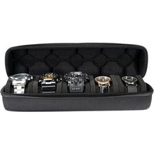 AUKURA Hartes Uhren-Reiseetui Organizer 5 Fächer Schwarz