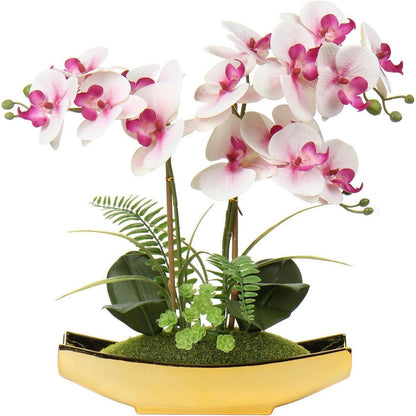 Künstliche Orchidee Phalaenopsis 38cm Deko Blumen Rosa Gold