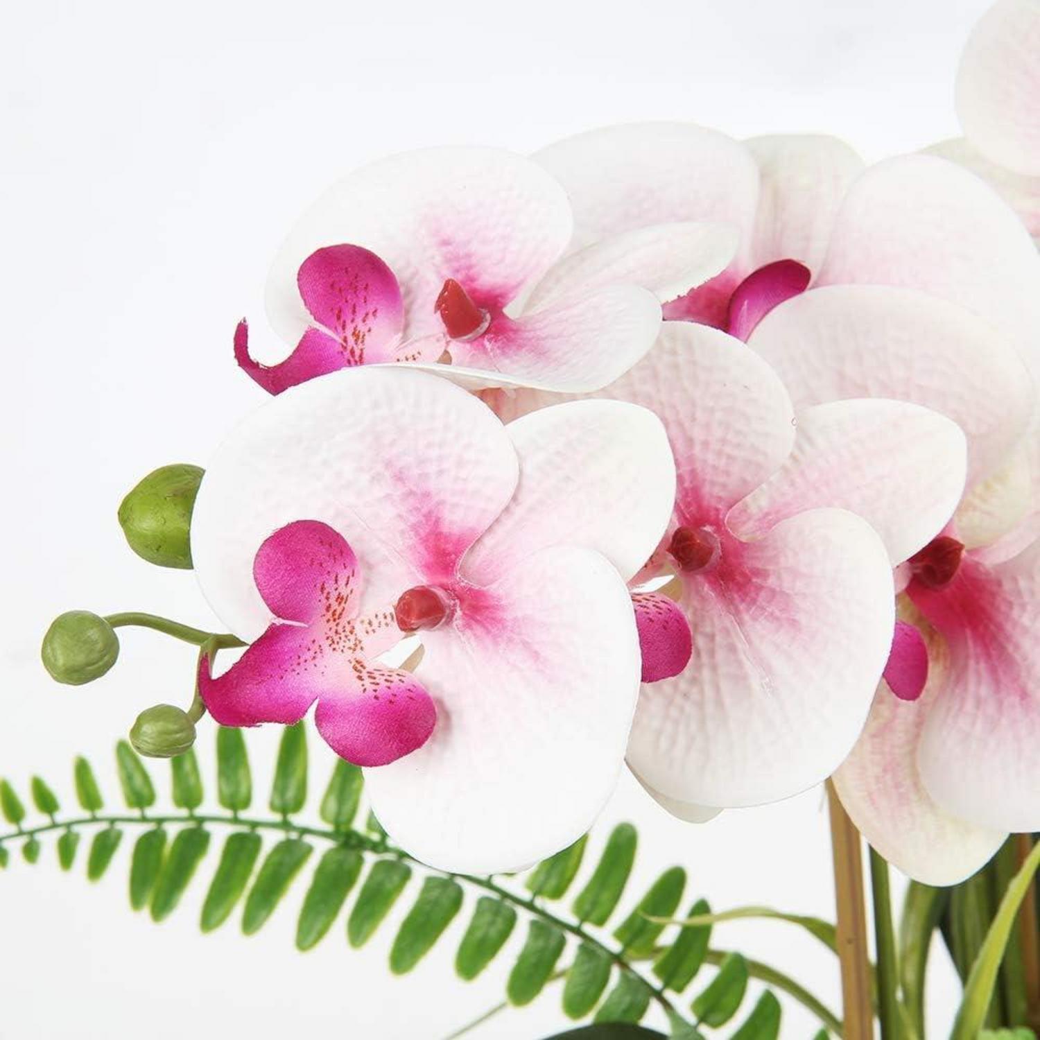 Künstliche Orchidee Phalaenopsis Kunstblumen Deko 38cm rosa Gold Topf