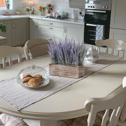 Künstliche Lavendel Blumen Kunstpflanzen Flocked in Rechteck Holztopf