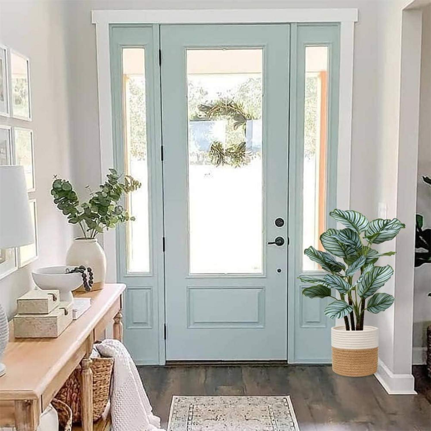 Künstliche Calathea Orbifolia Pflanze 63CM Tropische Zimmerpflanze im Topf